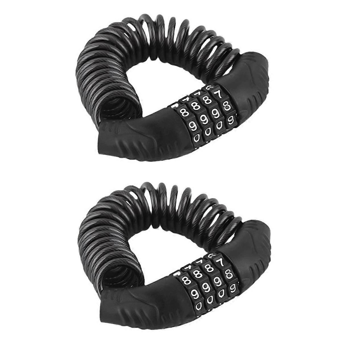 2PCS Bicycle Lock Steel Cable Chain Password 4 Digit Lock Anti-Theft