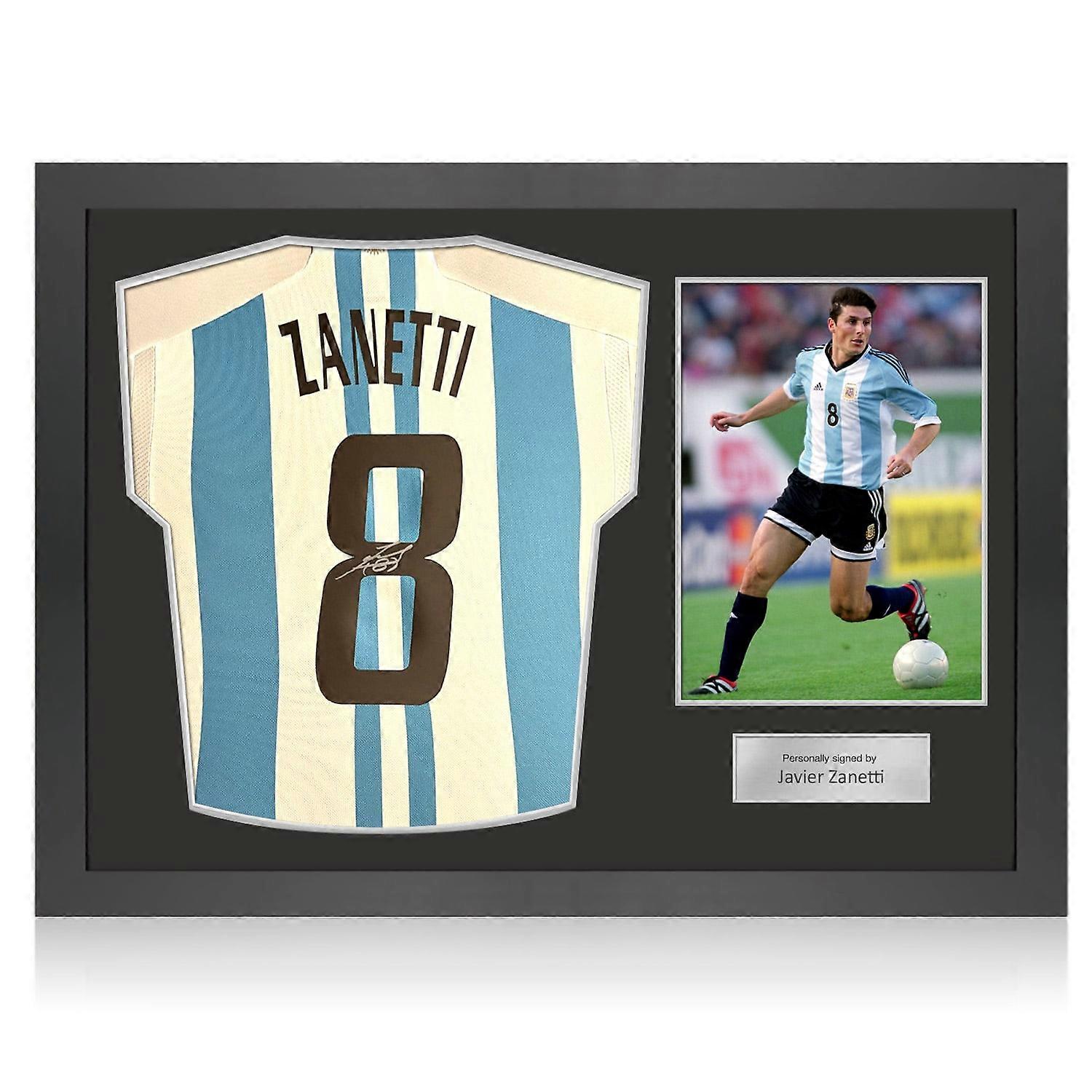 哈维尔·萨内蒂 （Javier Zanetti） 为阿根廷 2022-23 赛季的球衣签名。图标框架