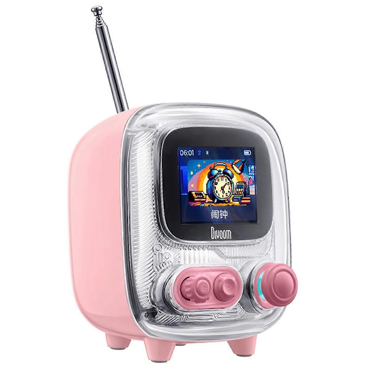 Divoom Ratro Bluetooth-luidspreker, draagbare pixelartwekker, roze