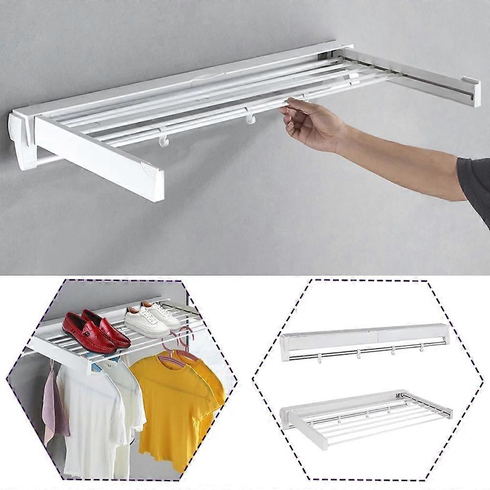 Foldable Clothes Drying Rack, Collapsible Clothes Hanger with 4 Hooks Bathroom