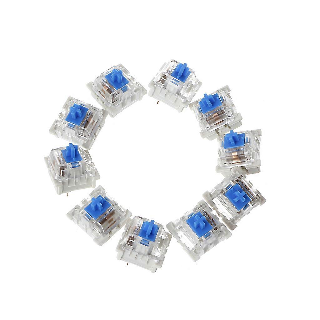 Blue Switches for Gateron Mechanical Keyboard Cherry MX Compatible White Bottom Clear Blue Switch 10 Pieces White