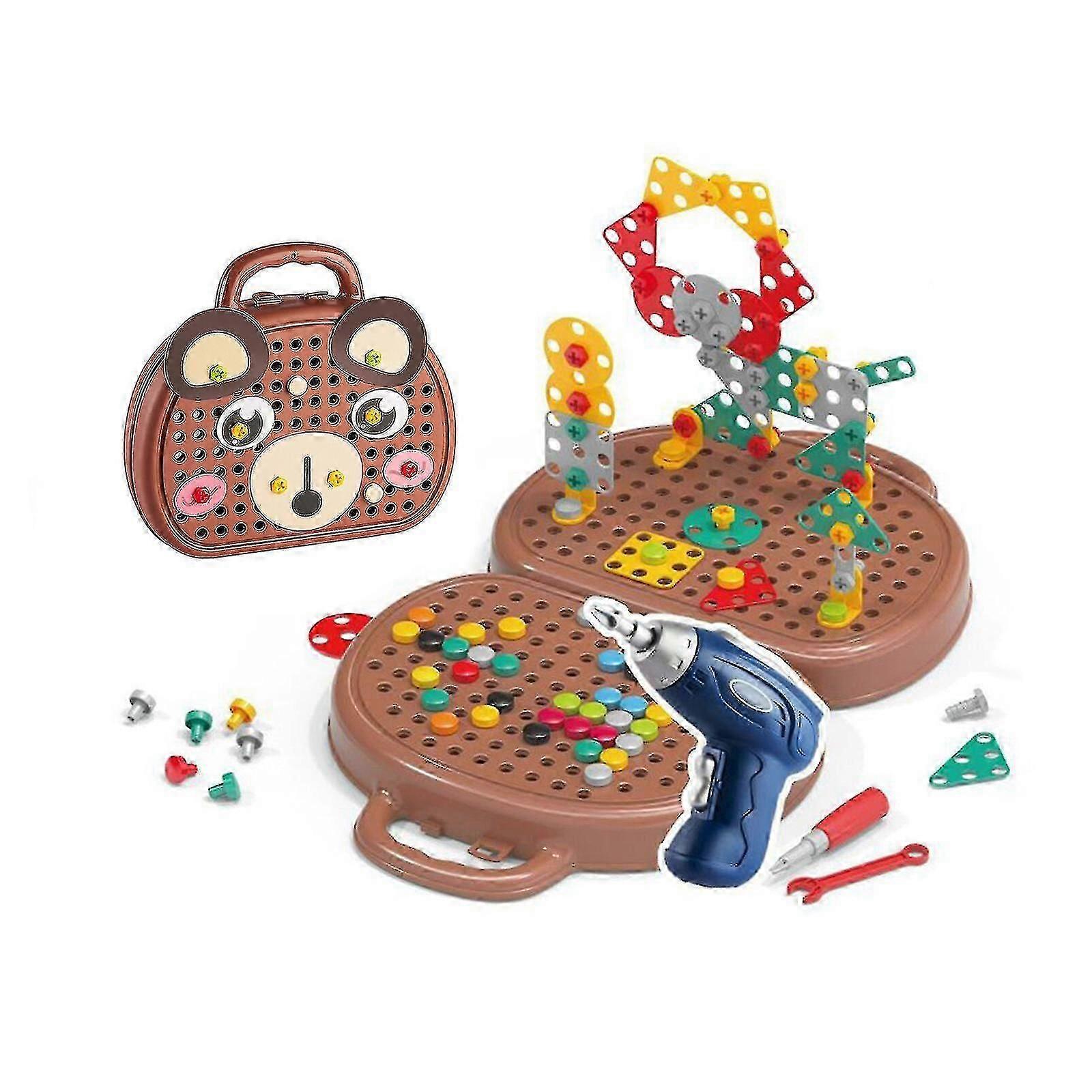 「創造的な建物と修理のための電動ドライバー付き子供用ツールボックス玩具-在庫あり」