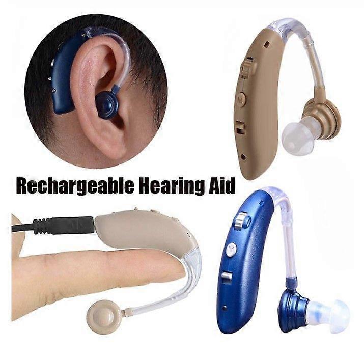Behind-the-ear sound amplifier - BTE ear hearing amplification device - blue