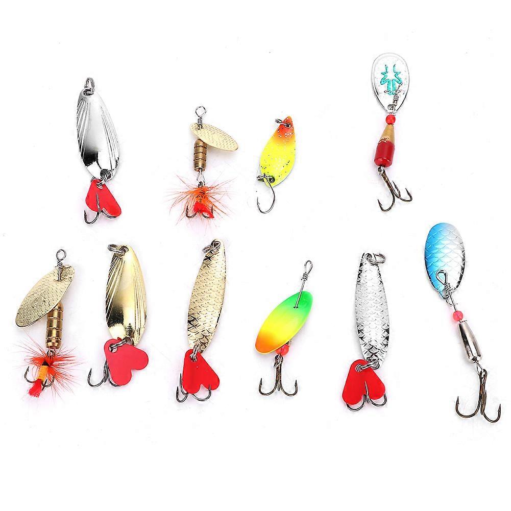 10Pcs Composite Metal Spinner Baits Lightweight Pattern Fishing Sequins Hard Lures Tackle Box