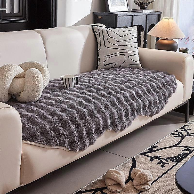 Irregular Sofa Cushion Winter Rabbit Fur Thickened Anti Slip Seat Cushion Irregular Plush Cover Cloth