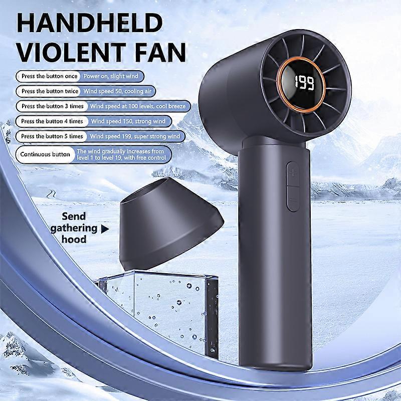 High-Speed Handheld Portable Fan With Polywind Shield USB Power Supply LED Digital Display Long Battery Life Outdoor Sports
