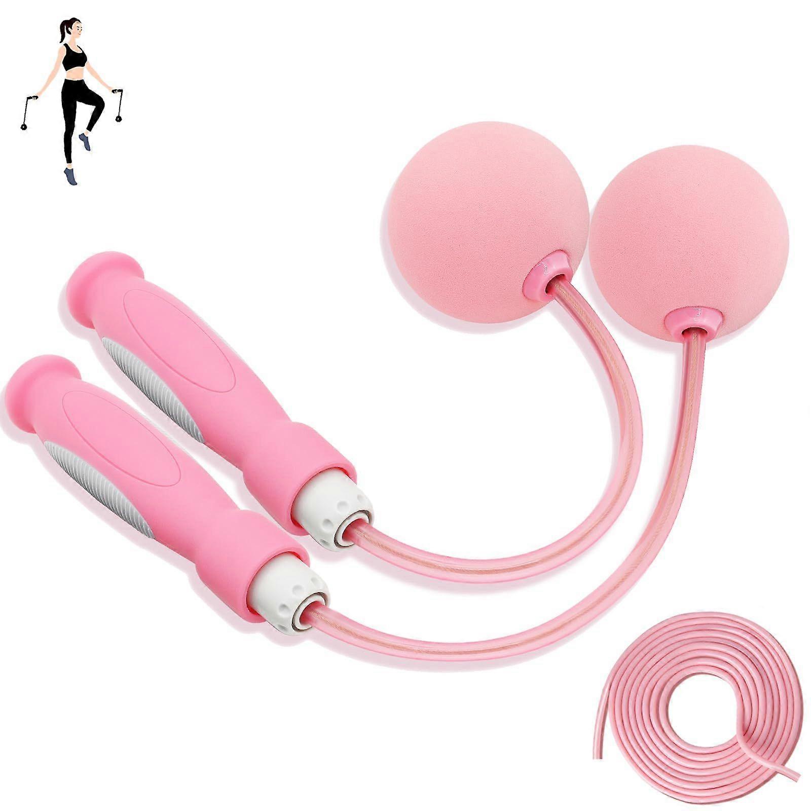 Cordless Jump Rope, Best for Fitness and Weight Loss, Cordless Jump Rope with Weighted Ball for Women, Pink