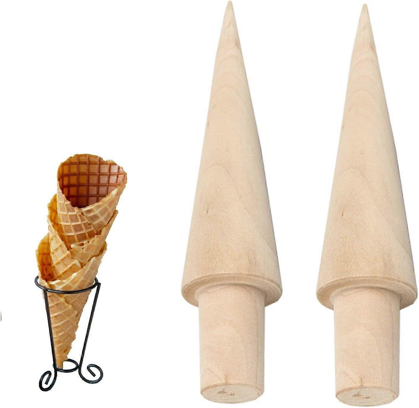 2 Pieces Wooden Cone Mold18*4cm, Homemade Waffle Cone Roll, Waffle Roll Mold, Suitable for Making DIY Waffles and Ice Cream Cones