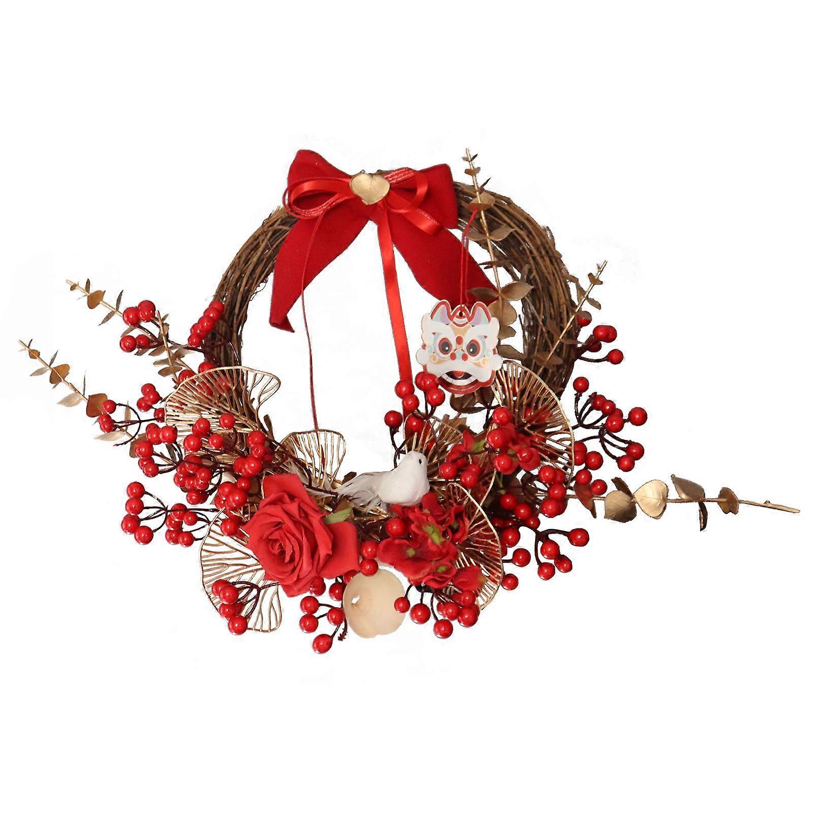 2023 New Upgrade 1Pc Red Berry Wreath Picks New Year Party Wreath Spring Festival Wreath 40% off