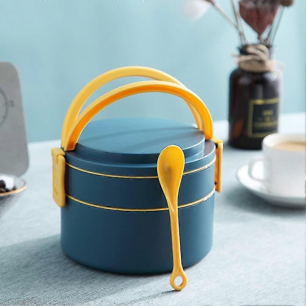 2 Layer Tier Leakproof Stackable Lunch Box-with Spoon (round)