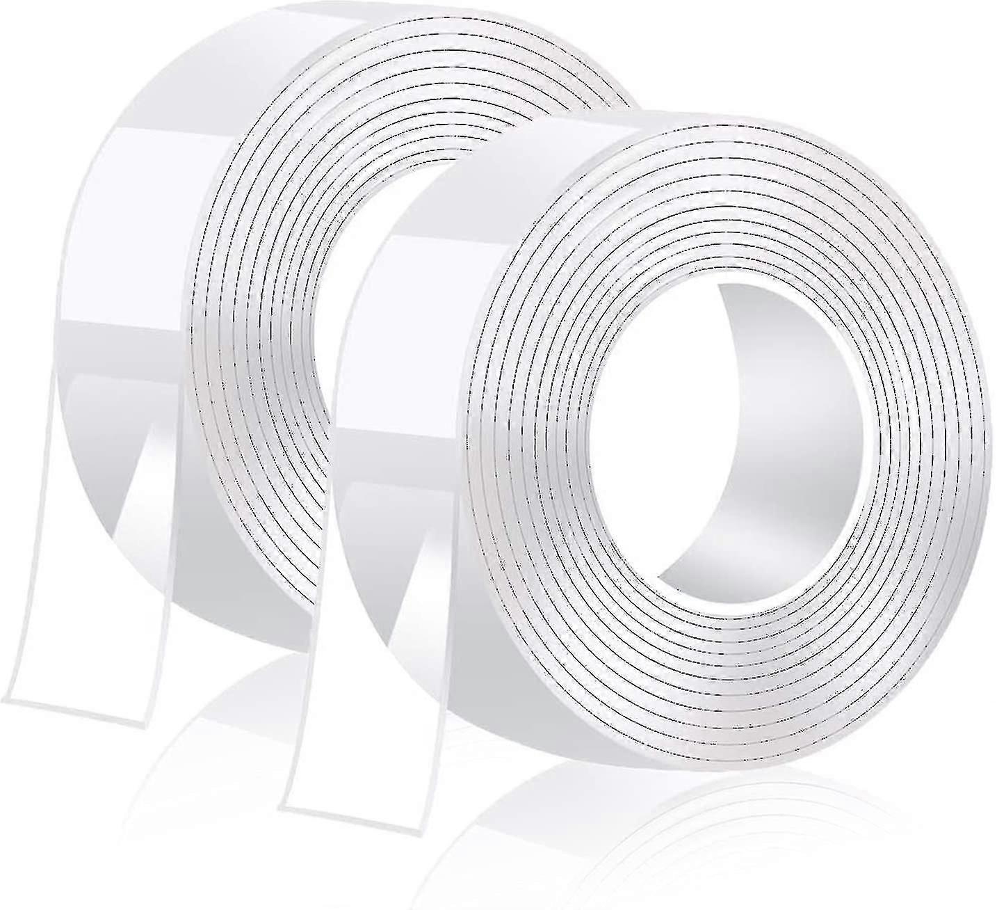 6m Double Sided Tapeextra Strong, Transparent Washable Nano Tape, Multifunctional Reusable Removable 3 Meters * 2 Rolls - 2 Cm X 1 Mm