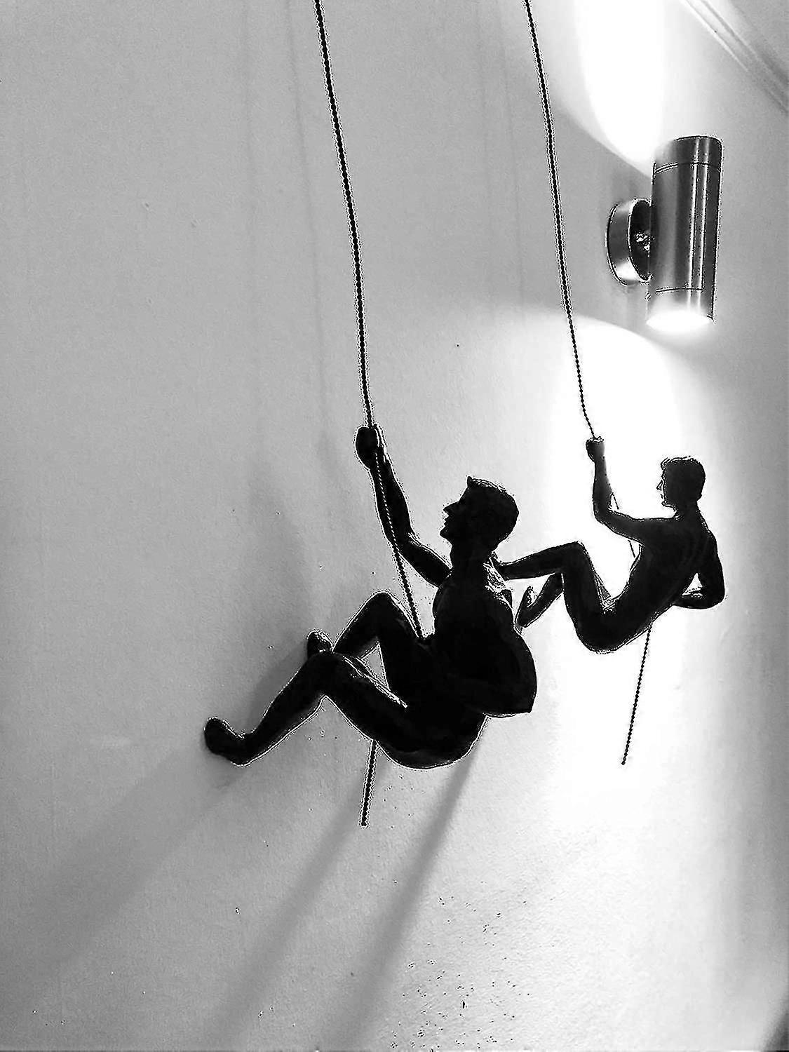 3x 청동 등반 하강 남자 트리오 교수형 장식 인물 등반 남자 벽걸이 입상 Abseiling 장식품
