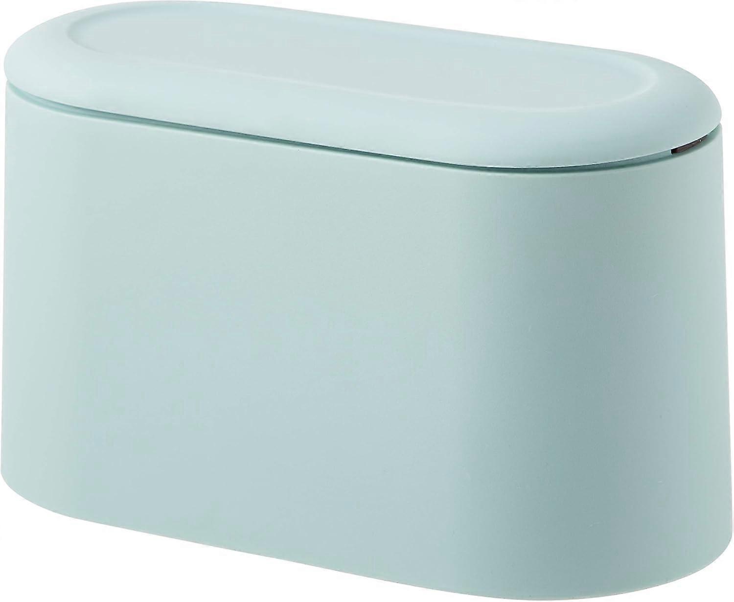 Desktop Trash Can Simple Mini Desktop Trash Can Press Bullet Cover Double-layer Trash Can Household Bedroom Desktop Trash Can 22*11*13cm Light Blue 1