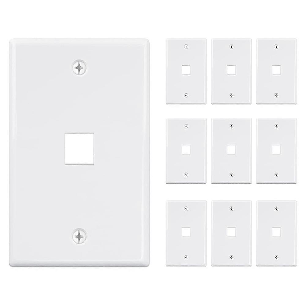 10-Pack 1 Port Keystone Jack Wall Plate, for Keystone Jack White