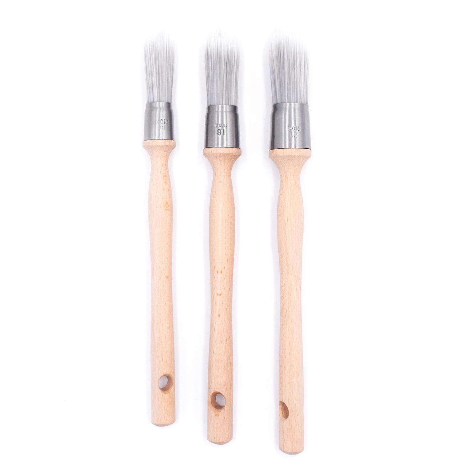3pcs Smooth & Even Paint Brushes with Comfortable Grip Fine Tip Designs Wood Handle Paint Brushes for Tricky Painting