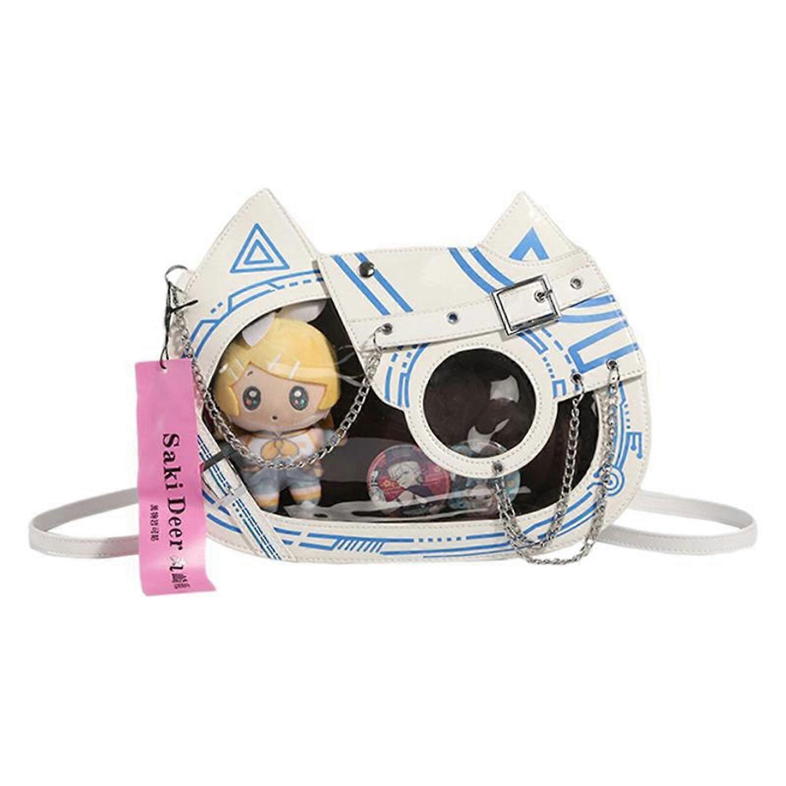 Punk Cats Borsa a tracolla a tracolla con tracolla regolabile Zaino Itabag trasparente con pin trasparente per appassionati di moda bianco