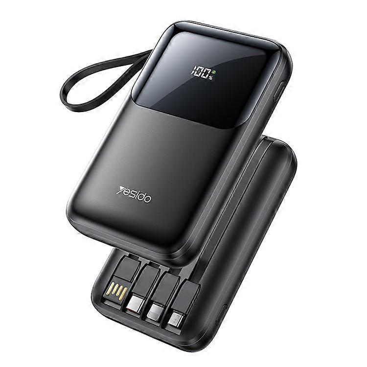 YESIDO YP71 10000mAh باور بانك شاحن محمول سريع الشحن مع 4 كابلات مدمجة