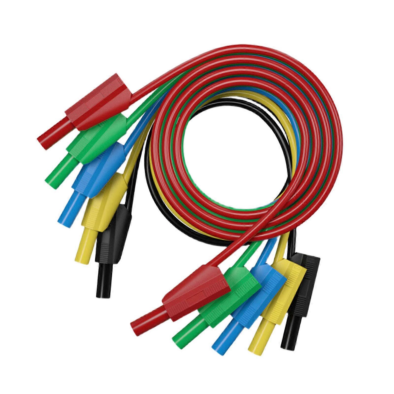 Professional Stackable Test Cord set 5Pcs 4mm Banana Plugs PA Wire 1meter Multimeter Accessories for Multimeter Repair