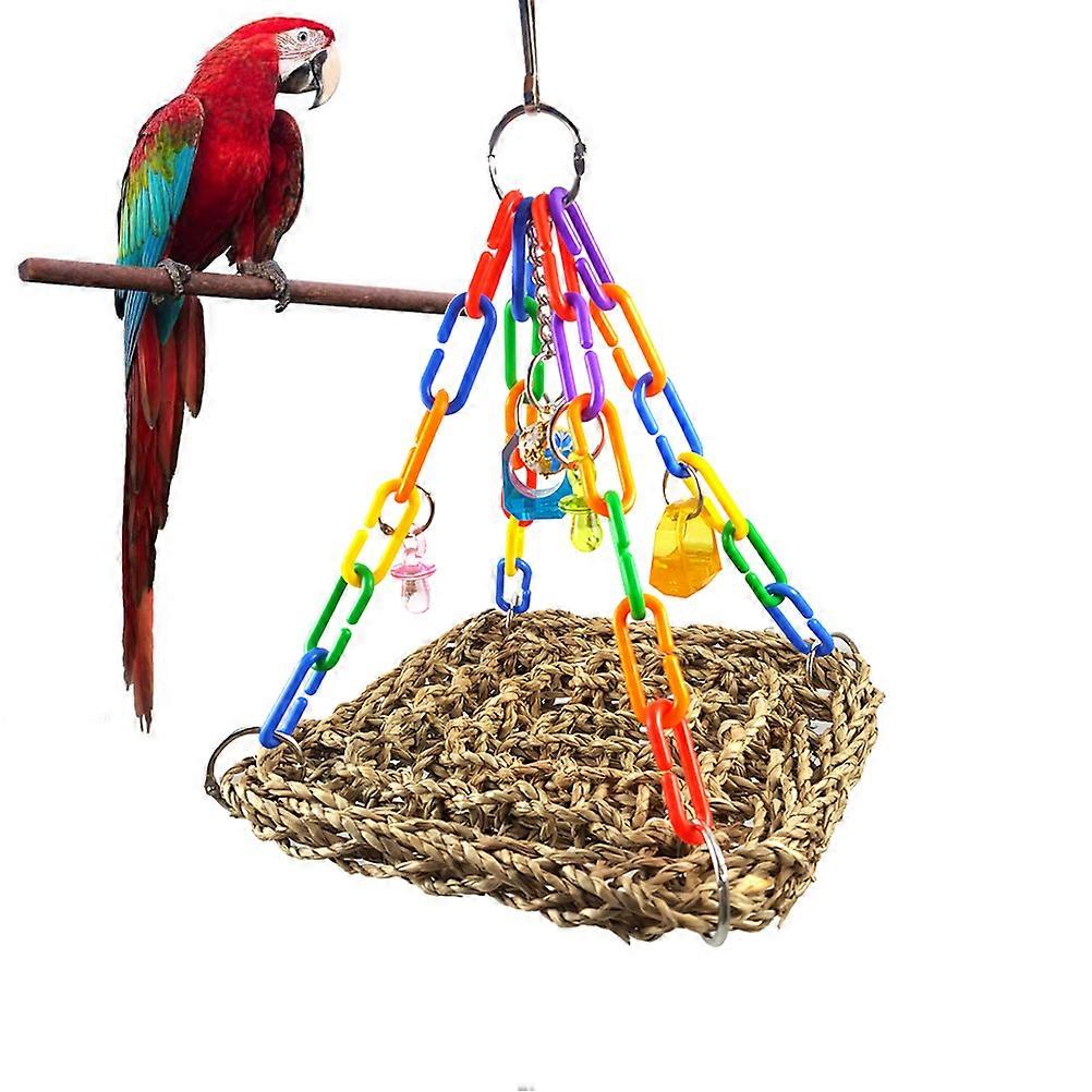 Bird Swing Perch, Safe Straw Material for Chewing and Playing, Suitable for Parrots