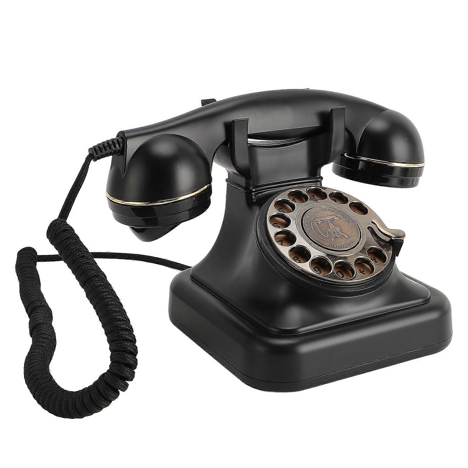 Rétro classique cadran rotatif téléphone fixe fonction de recomposition rouge