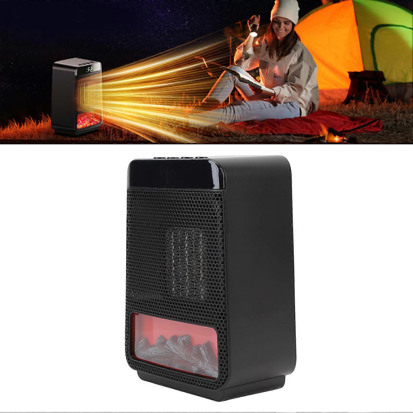 3D Flame Space Heater 4 Gears Timing Desktop Heater Fast Heating PTC Ceramic Heater for Bedroom Office US Plug 110V 