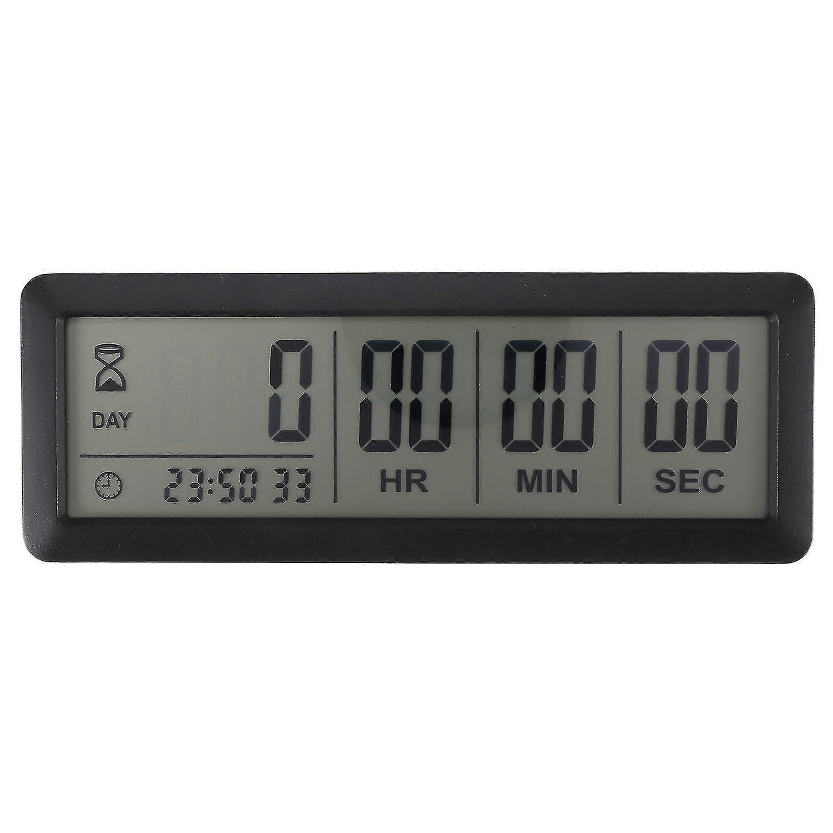 999-Day Large Digital Countdown Timer Clock for Graduation, Lab, Kitchen with Magnetic Back - Black