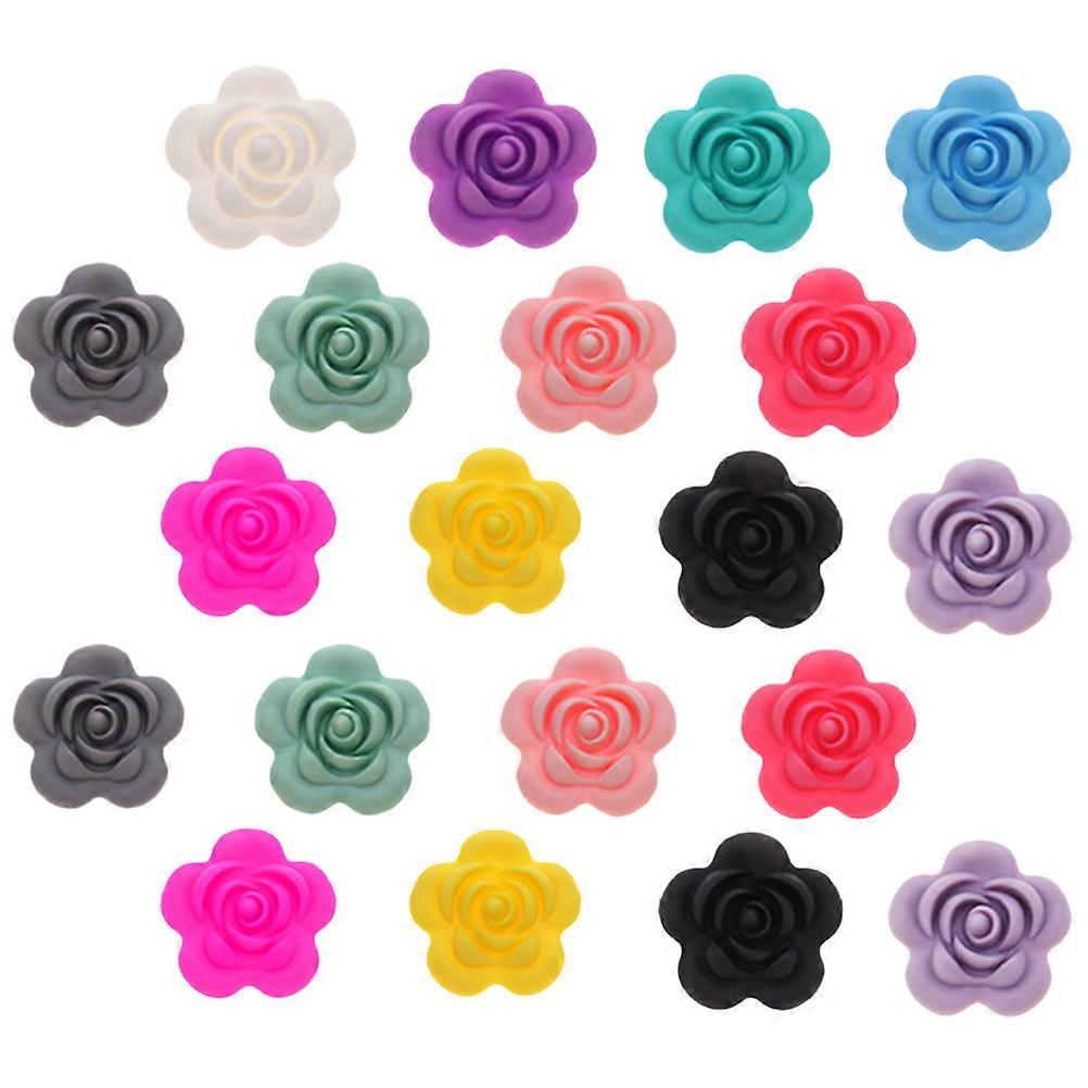 Crafts DIY Beads 20Pcs Rose Shape Silicone Beads For Bracelet Making Gift Making Creative Design Durable