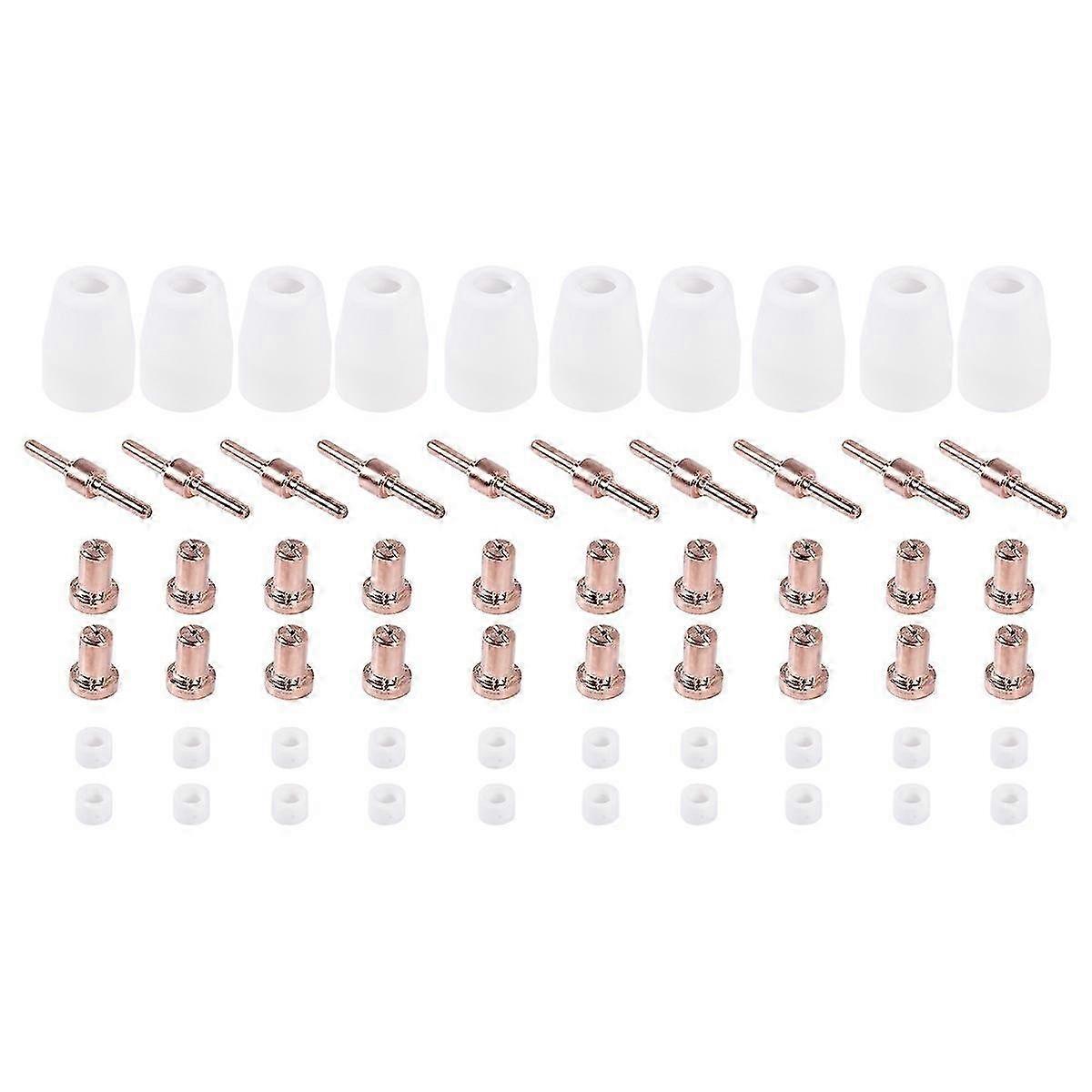 60 Pcs/Set Ceramic + red copper Air Plasma Cutting Cutter Consumables Extended TIP Nozzles Electrode Edition 0708