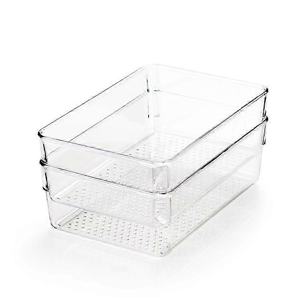 2Pcs Kitchen Refrigerator Desktop Storage Box Transparent Fruit and Vegetable Beverage Storage Box