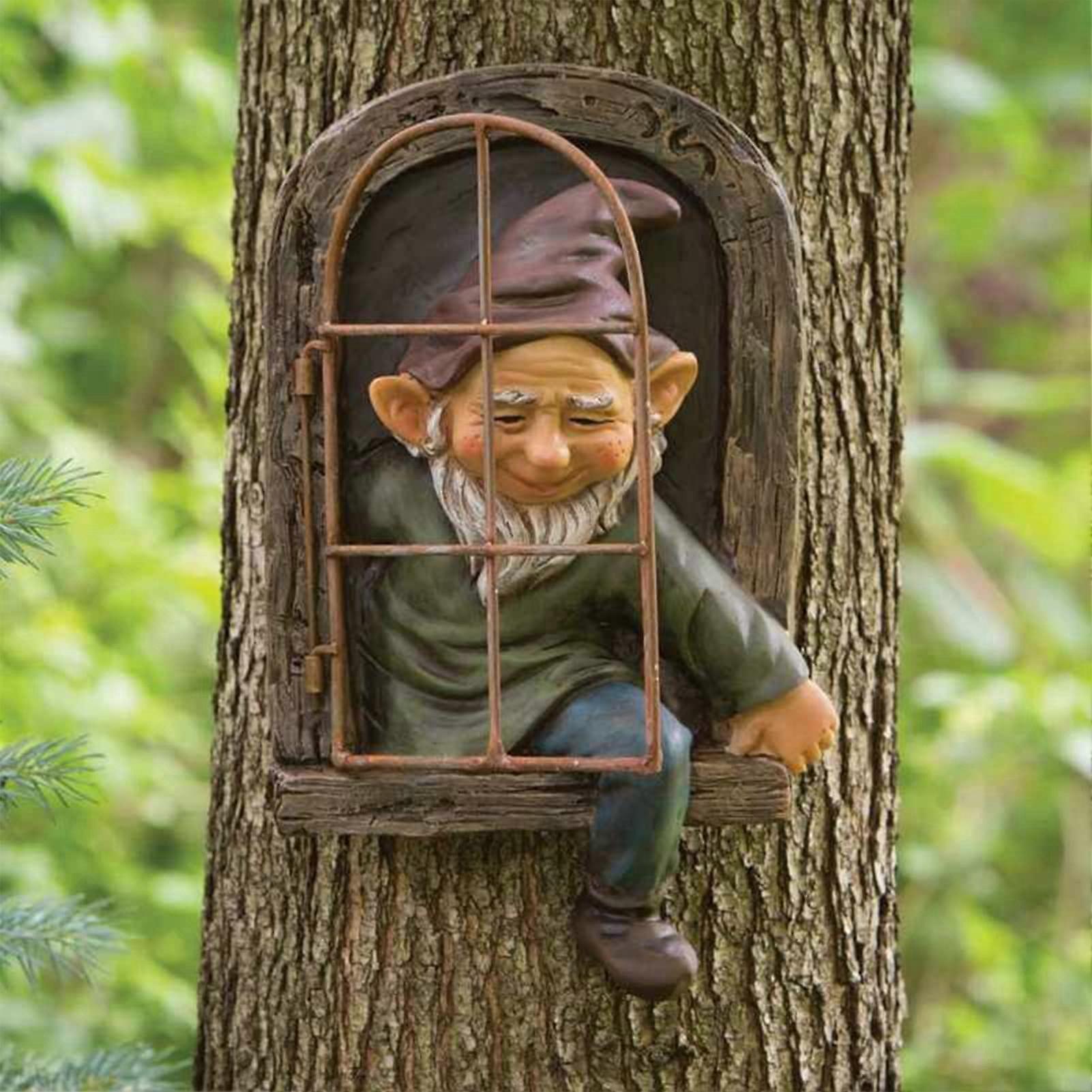 Garden Gnome Garden Figures Decorative Tree Sculpture Garden Decoration