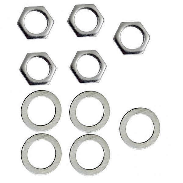 7X 5 Pieces Electric Guitar Bass Jack Output Socket Nuts with Washers Silver