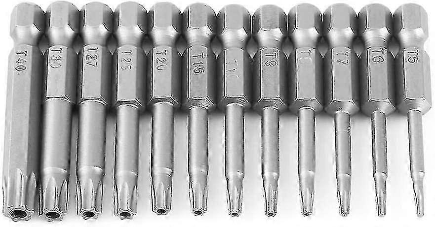 12pcs 1/4" Hex Shank T5-T40 Torx Screwdriver Set Tamper Proof Security Tools