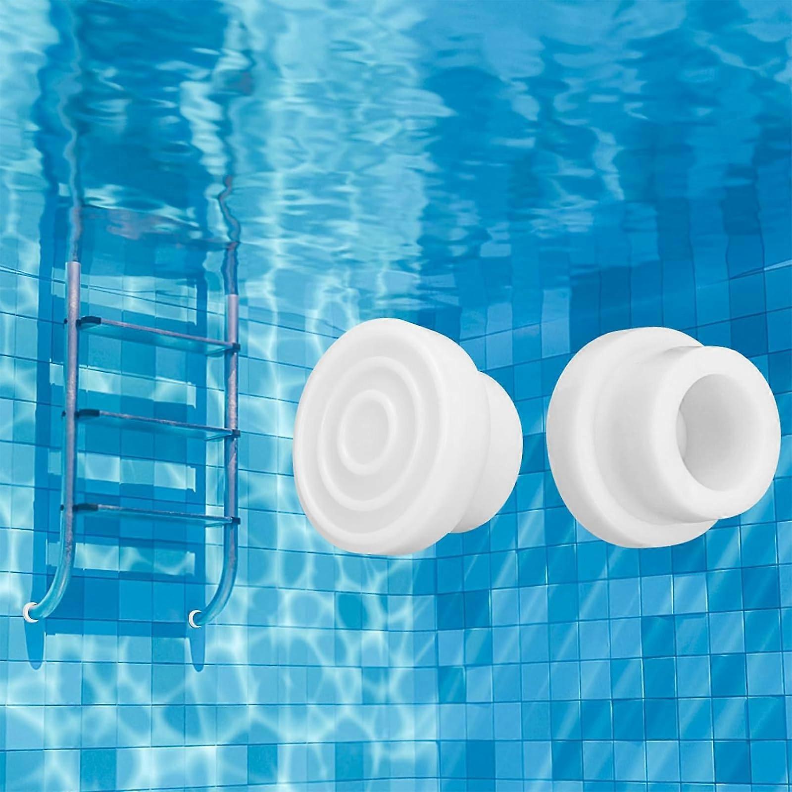Pack of 2 Pool Ladder Bumpers, White Caps Fit 1.9 Inch Step Pipes