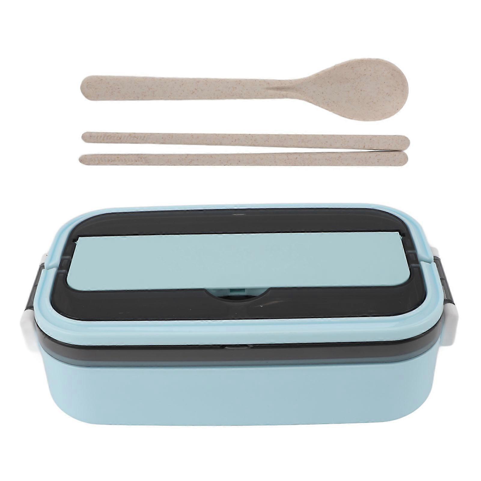 304 Stainless Steel Bento Box Single Layer Microwave Safe Lunch Box Portable for Adults Students Office Workers Sky Blue