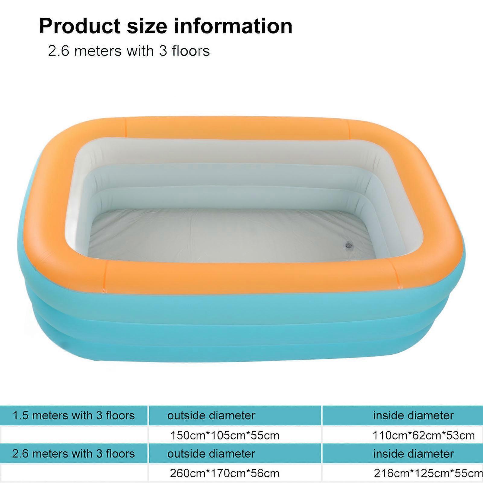 Children Foldable Inflatable Swimming Pool 3-Layer 2.6m Outdoor