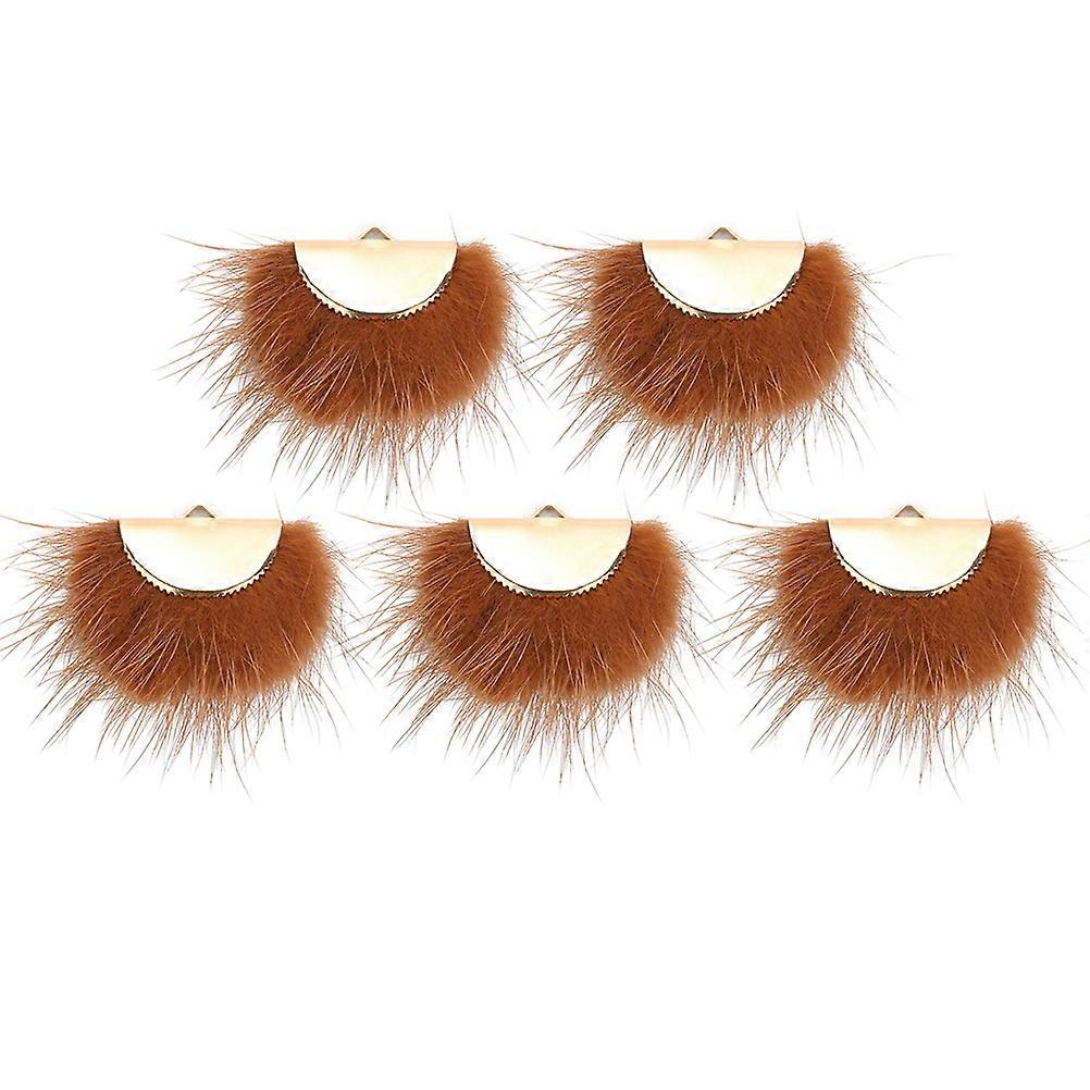 Fan Shape Earring Pendant Dangly Earrings for Woman Simple Design DIY Crafting Coffee Color 5Pcs