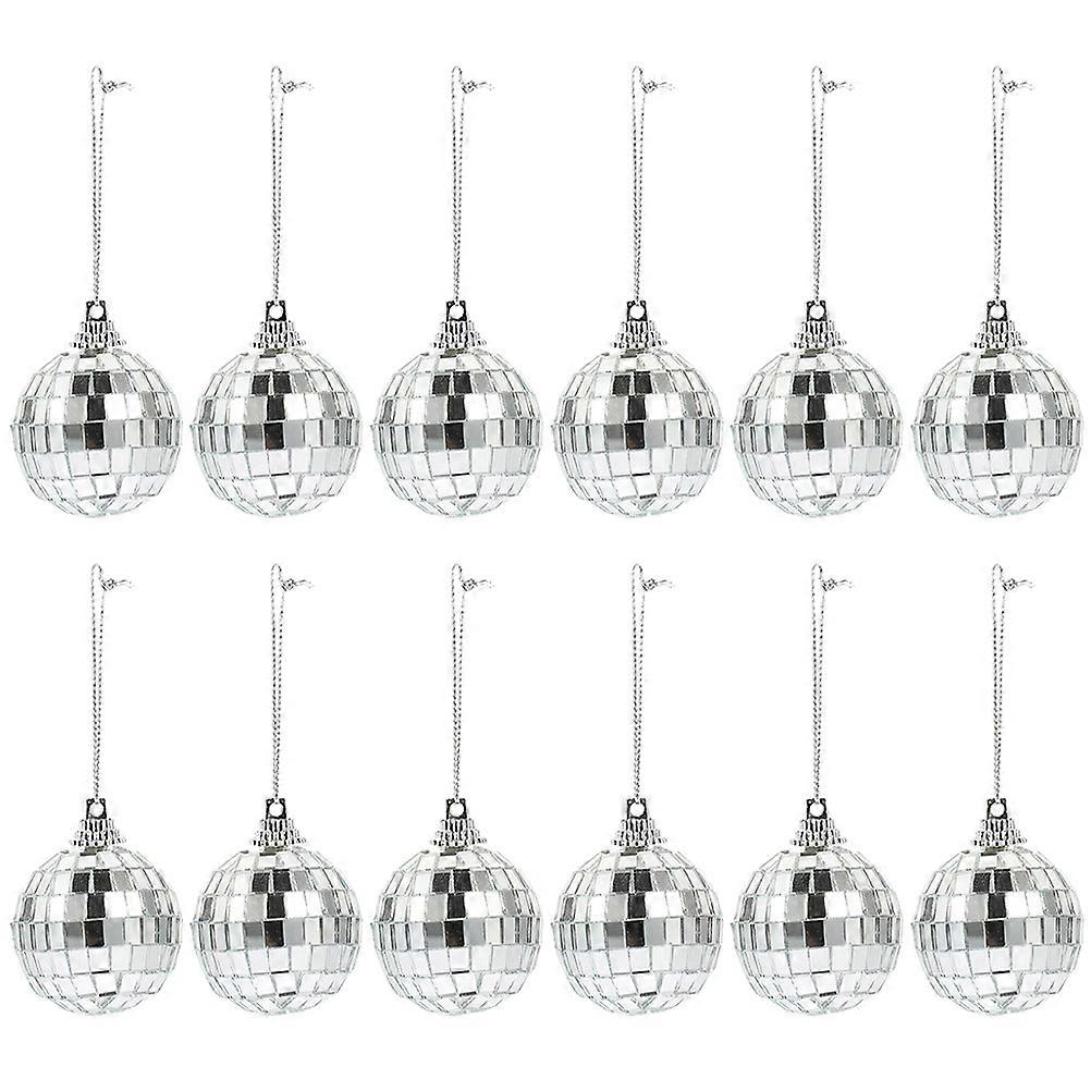 Disco Party Decorations Mirror Disco Balls Round Silver 5cm Reflective For Christmas Events 12Set