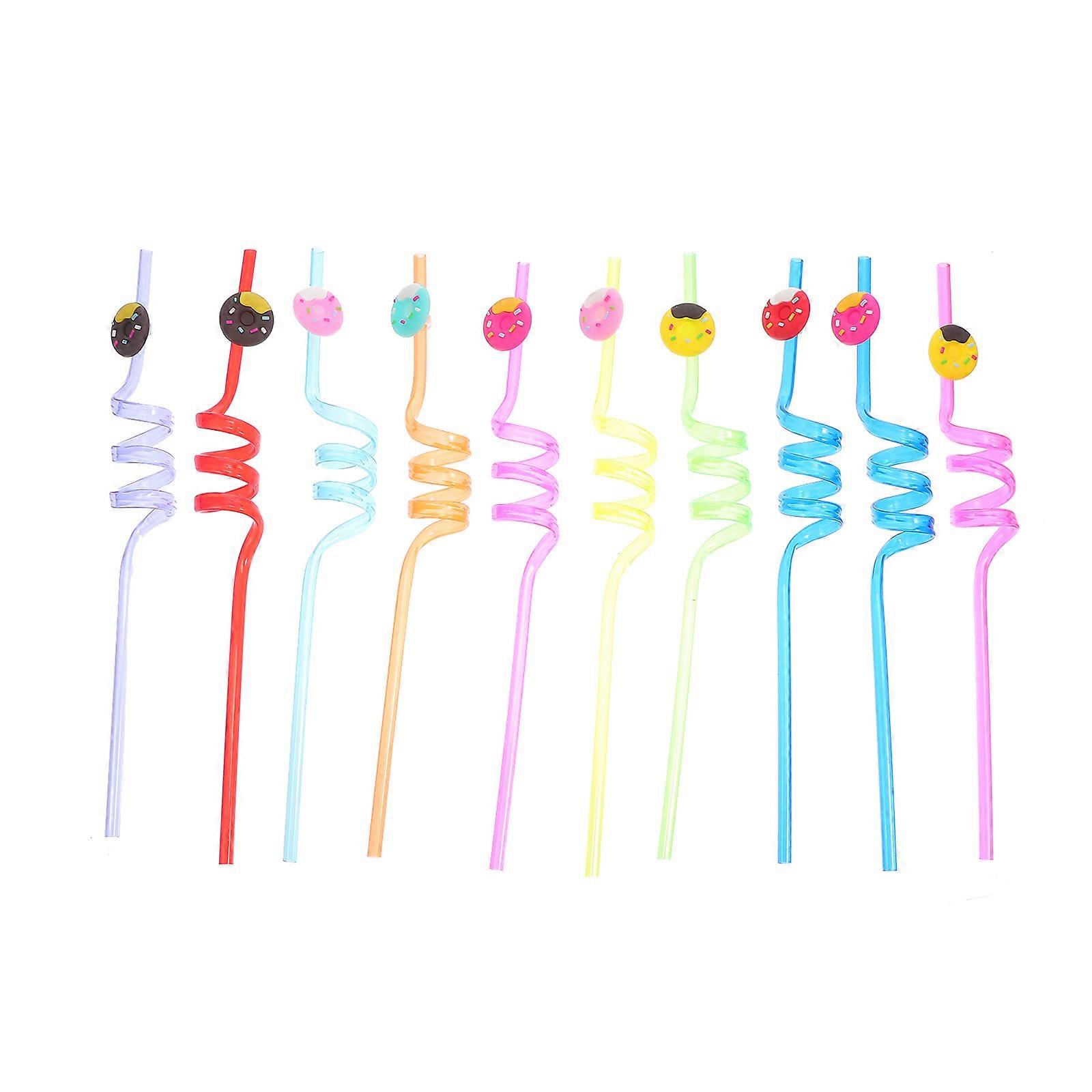 Creative Straws Spiral Shaped For Party Use Themed Design Assorted Color 26x3cm 10Pcs