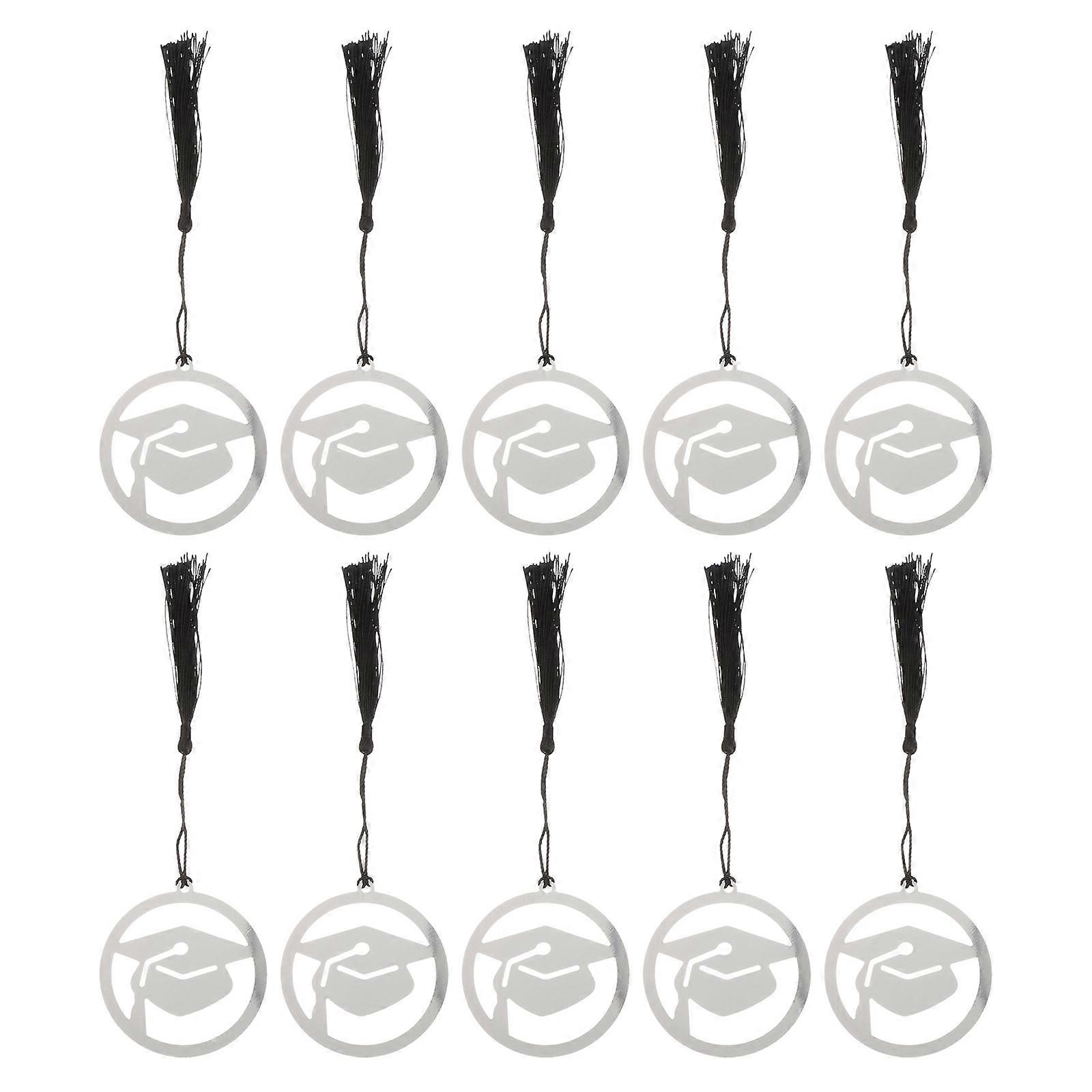 Metal Bookmark Cap Shape Graduation Theme Page Marker Reading Aid 10Set