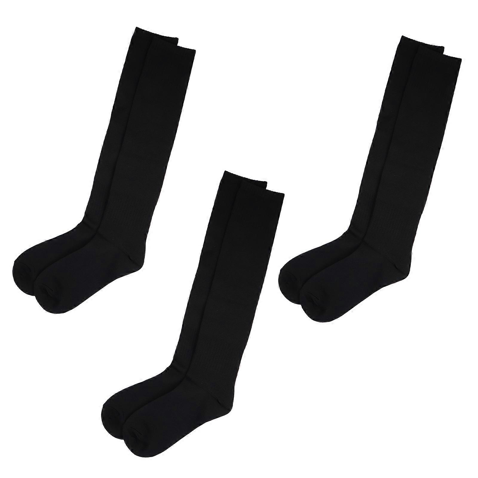 Soccer Socks Boys Prevent Falling During Running 61x10 Cm 3Pairs Black