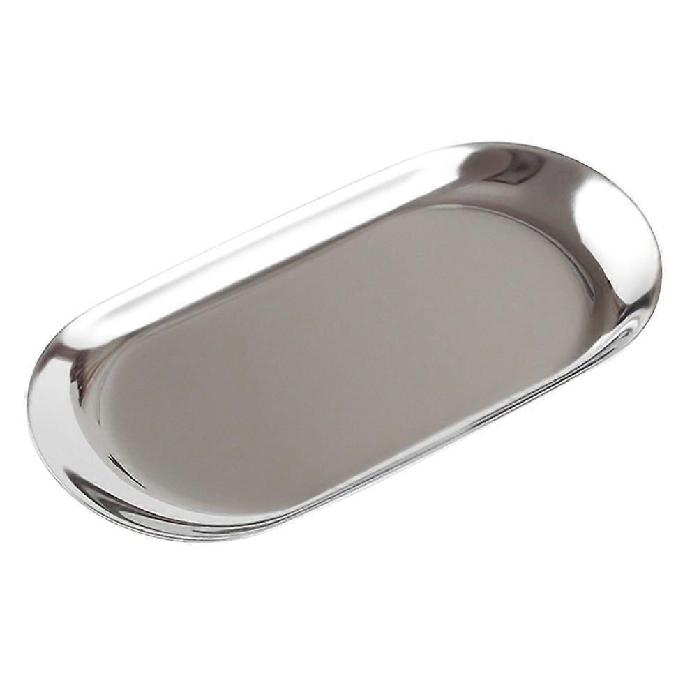 Jewelry Display Tray Nordic Style Oval Jewelry Storage Serving Tray Silver Large Desktop Widget Storage 1Pcs
