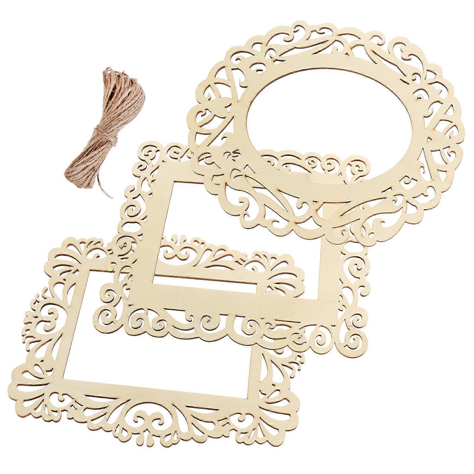 Unfinished Wood Picture Frames 3Pcs Beige for Decor with Smooth Precision Cuts
