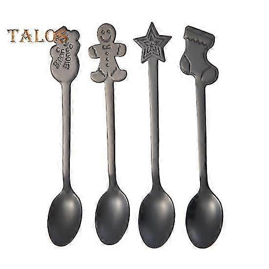 4Pcs Christmas Spoon Polishing Surface Unique Shape Practical Great Reusable Drinking Flatware Spoon Decor for Household