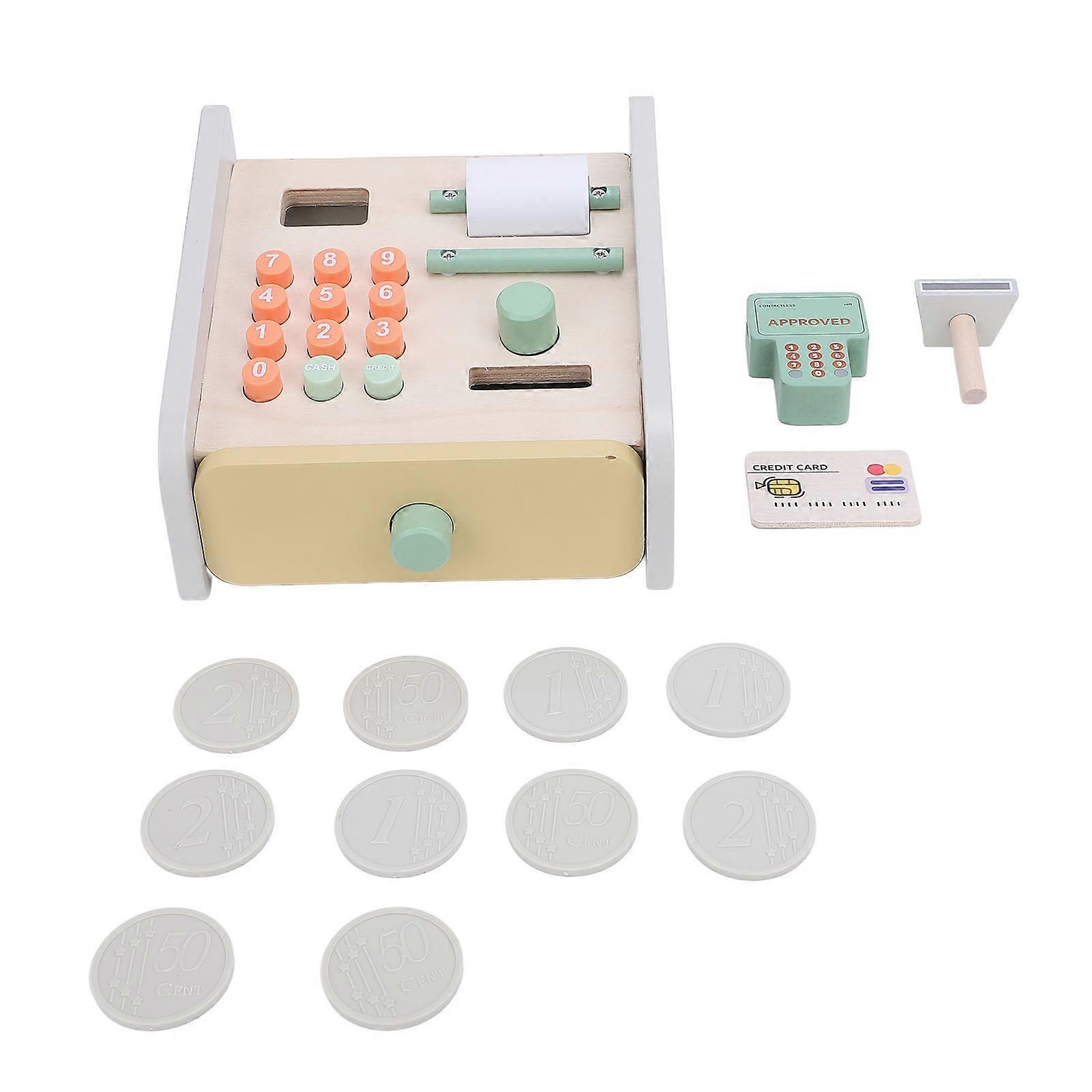 Caisse enregistreuse en bois, simulation éducative, apprentissage précoce, jeu de rôle, simulation de caisse enregistreuse pour enfants