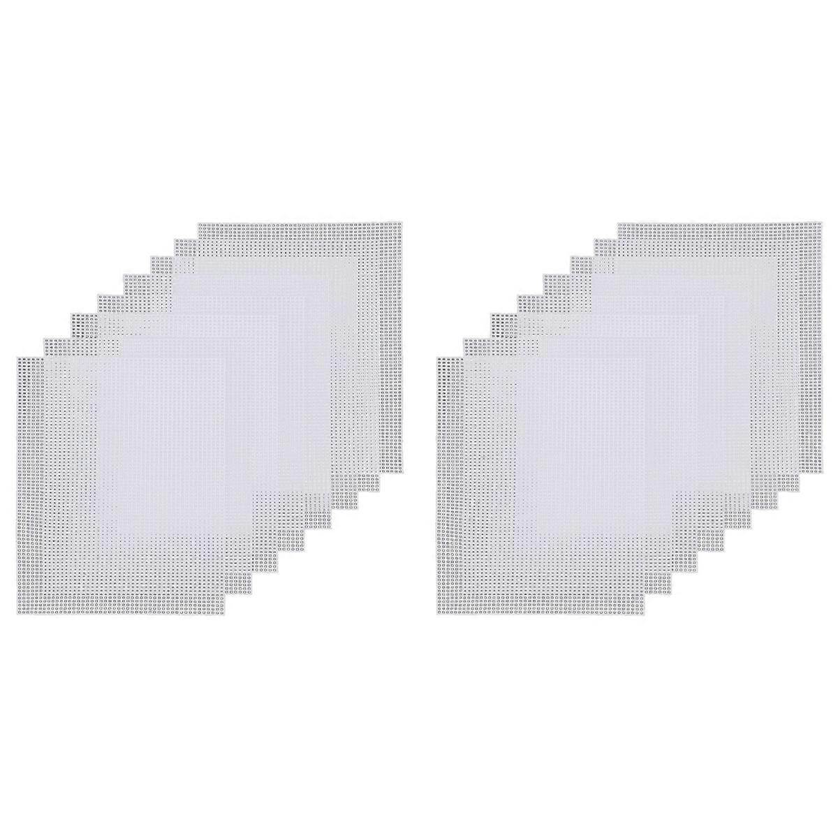 Canvas Pads 16 Pcs White Rectangle Plastic Mesh Sheet Flexible Plastic Canvas for DIY Crafts Embroid