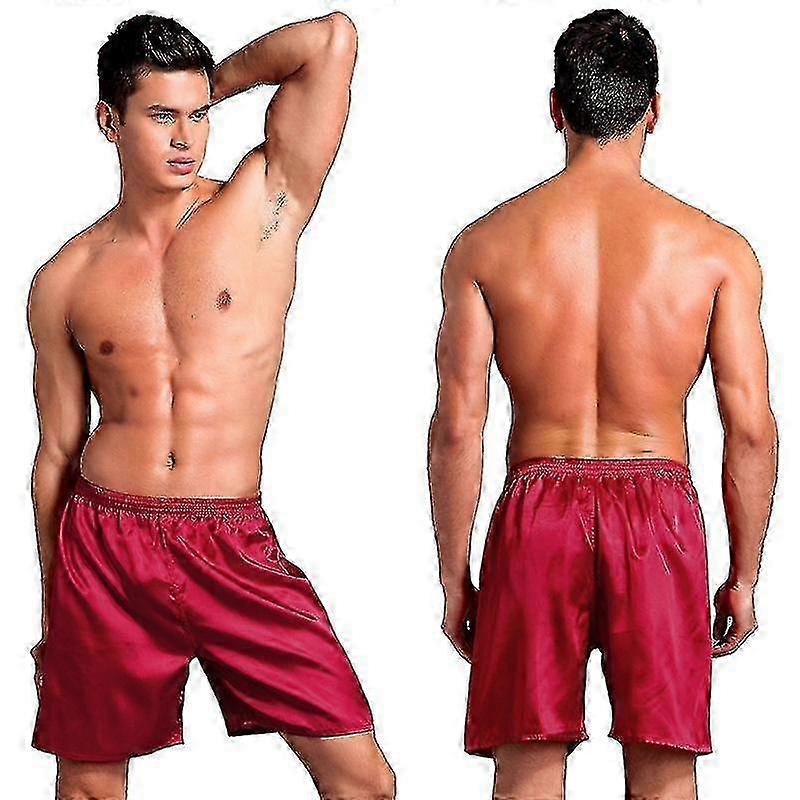 Mens satin pyjamas boksershorts med elastisk linning