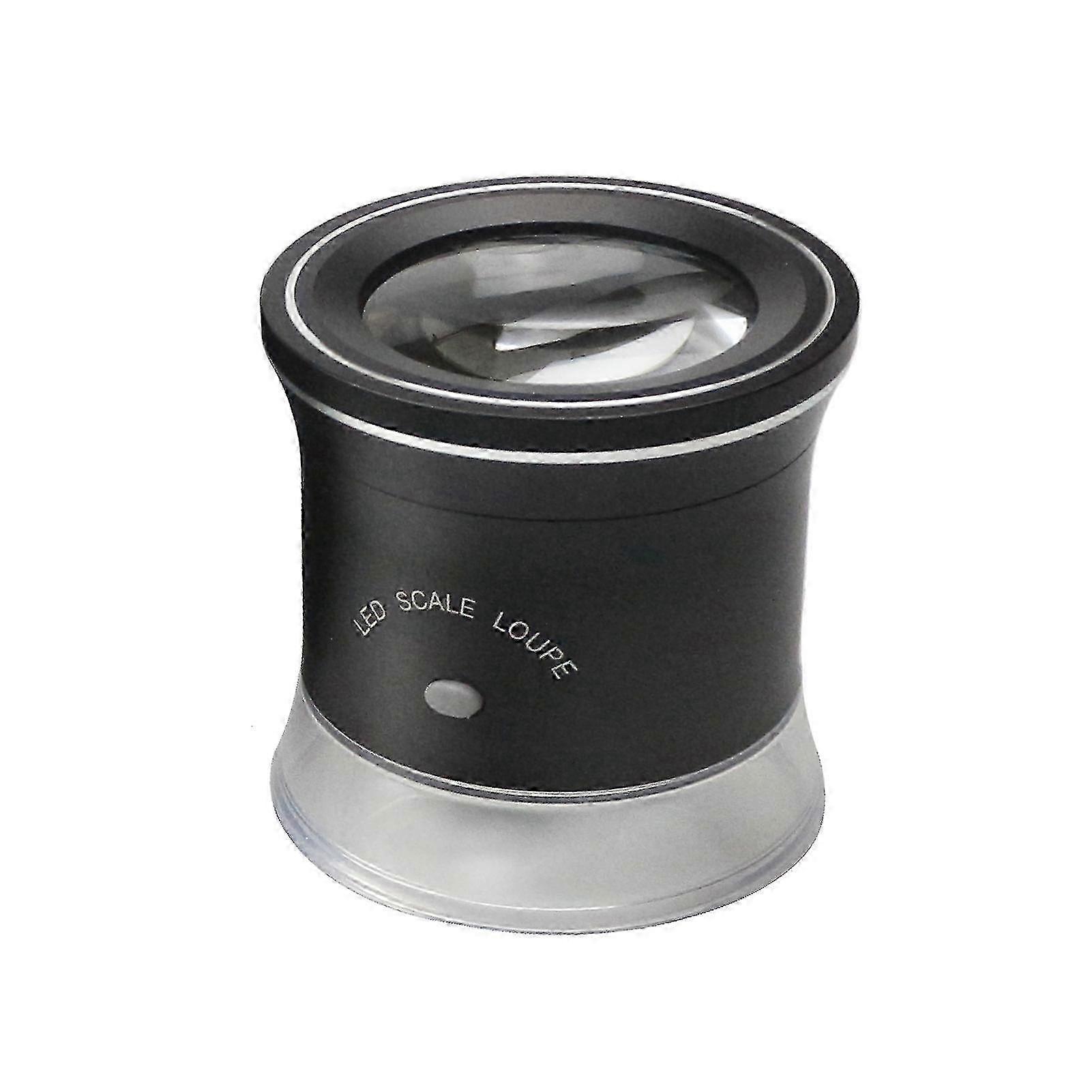 30x LED Scale Loupe Illuminated Magnifier with 6 White and 3 UV Lights Rechargeable Magnifying Glass with Interchangeable Reticle Scale for 