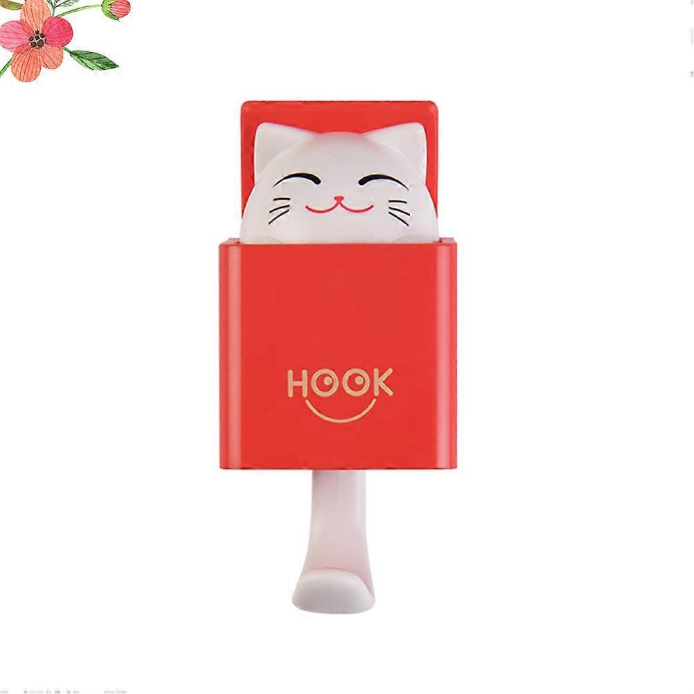 Cartoon Cat Hook Sensor Hook Modern Simple Lifestyle Home Decor Clothes Hanger Red 5*7.6cm 1Pcs