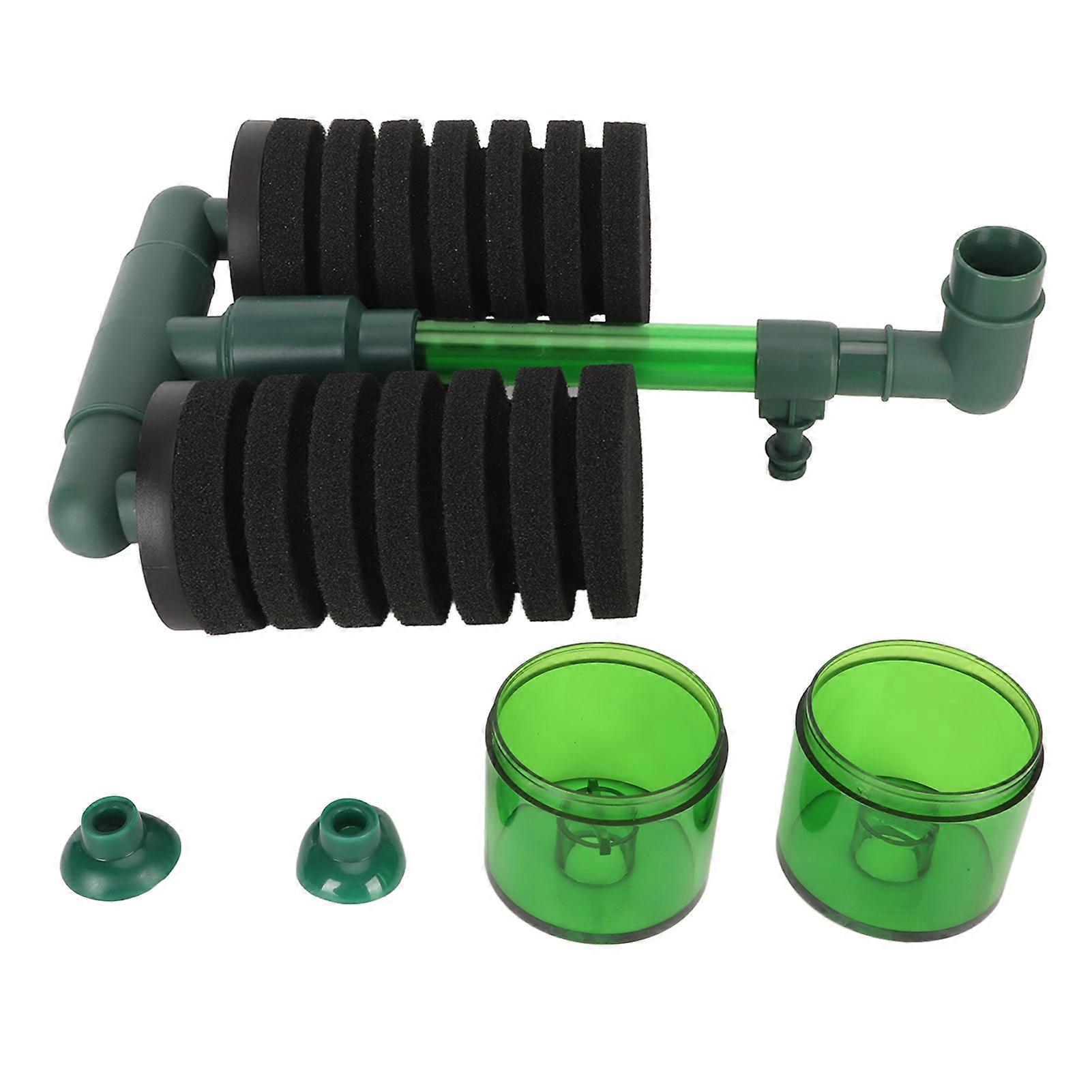 Aquarium Sponge Filter Professional Ultra Quiet Dual Bio Sponge Filter with 2 Suction Cups for Fish Shrimp Breeding Tank QS 100A