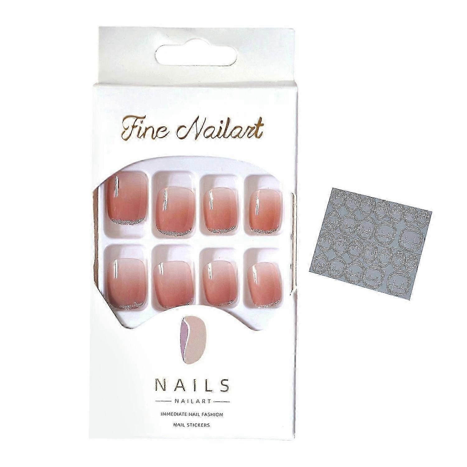 24Pcs Glitter Powder Soft Nails Safe Versatile Application False Nails Set with Free Professional Nail File